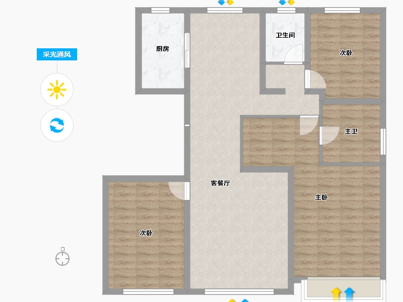 内蒙古自治区-鄂尔多斯市-金麟府-108.03-户型库-采光通风