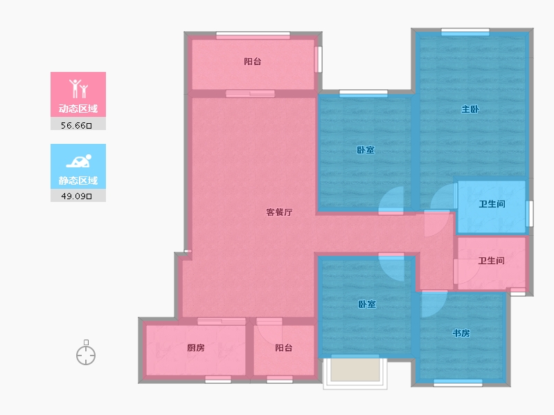 重庆-重庆市-凤城华府-93.77-户型库-动静分区