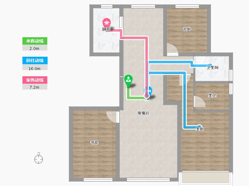 内蒙古自治区-鄂尔多斯市-金麟府-95.30-户型库-动静线