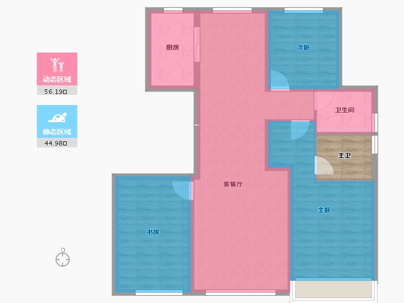 内蒙古自治区-鄂尔多斯市-金麟府-95.30-户型库-动静分区