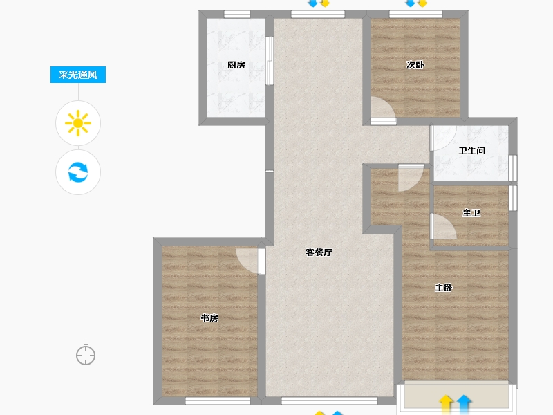 内蒙古自治区-鄂尔多斯市-金麟府-95.30-户型库-采光通风