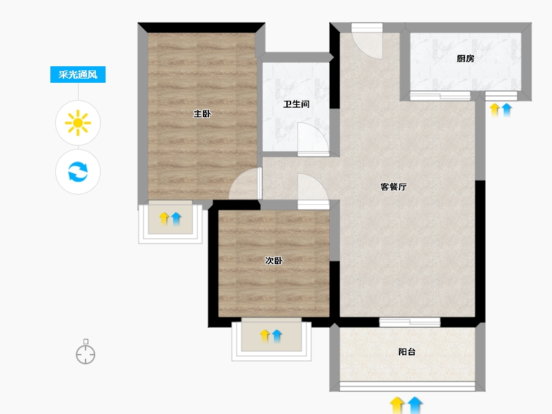 河北省-石家庄市-石铜府-60.00-户型库-采光通风