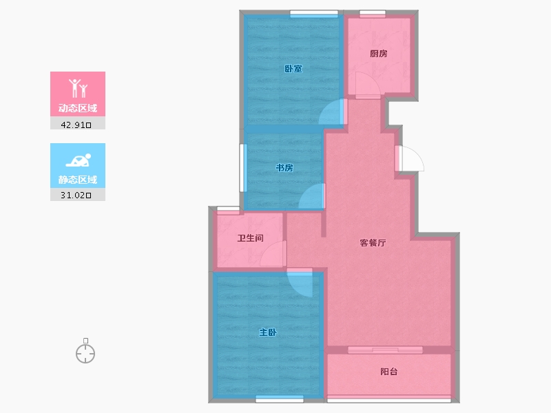 浙江省-湖州市-蓝城桂语兰庭-65.35-户型库-动静分区