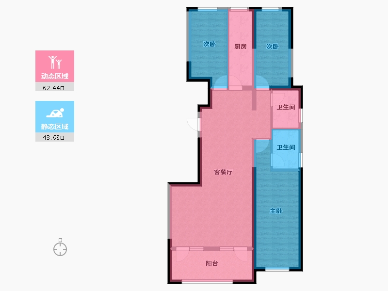 宁夏回族自治区-银川市-嘉屋文宸府-94.40-户型库-动静分区