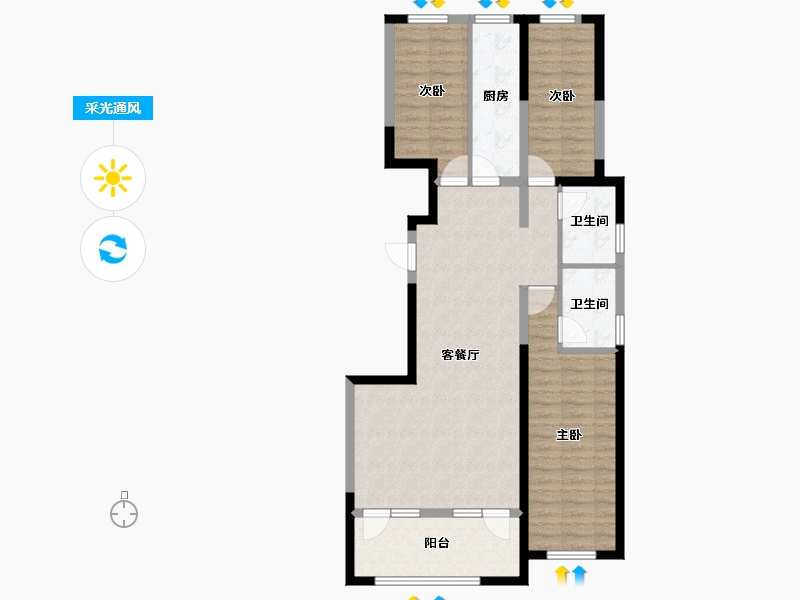 宁夏回族自治区-银川市-嘉屋文宸府-94.40-户型库-采光通风