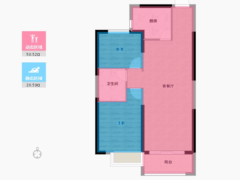 山西省-吕梁市-吕梁恒大御府-64.04-户型库-动静分区