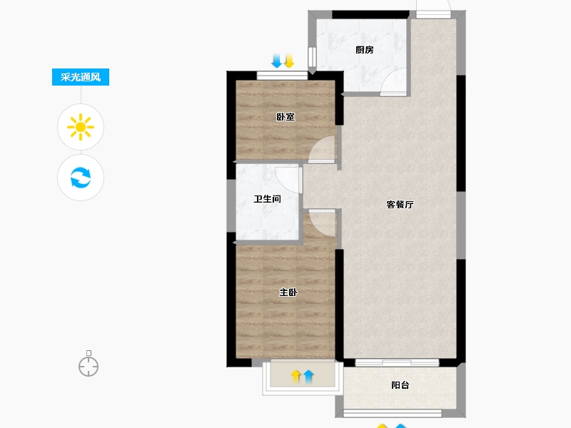 山西省-吕梁市-吕梁恒大御府-64.04-户型库-采光通风