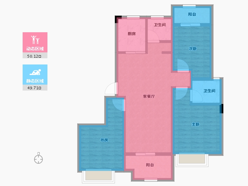 浙江省-湖州市-景都天鹅湾-88.25-户型库-动静分区