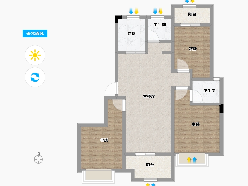 浙江省-湖州市-景都天鹅湾-88.25-户型库-采光通风