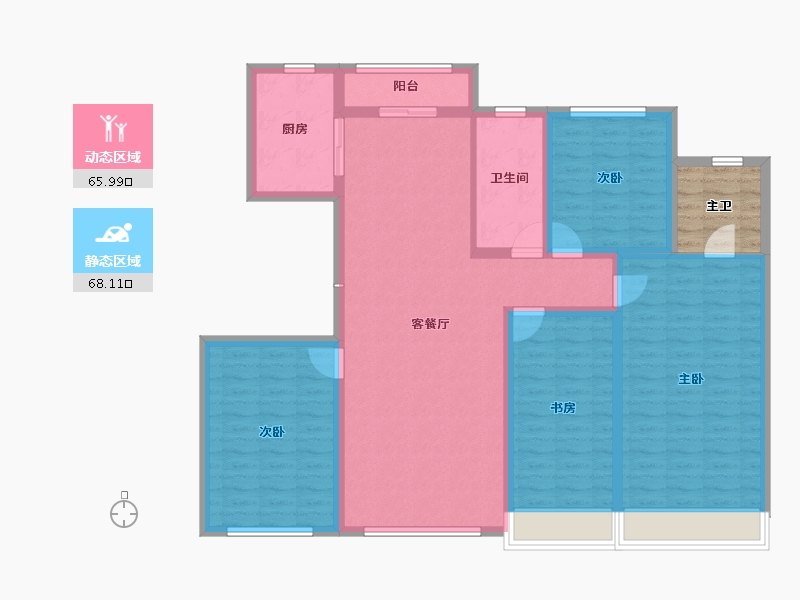 内蒙古自治区-鄂尔多斯市-金麟府-125.90-户型库-动静分区