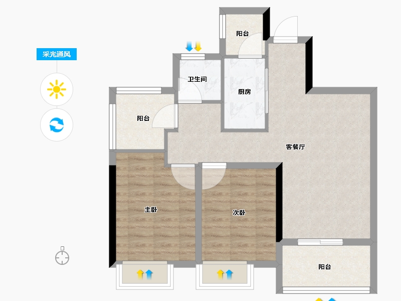 浙江省-湖州市-中建投悦湖名城-70.00-户型库-采光通风