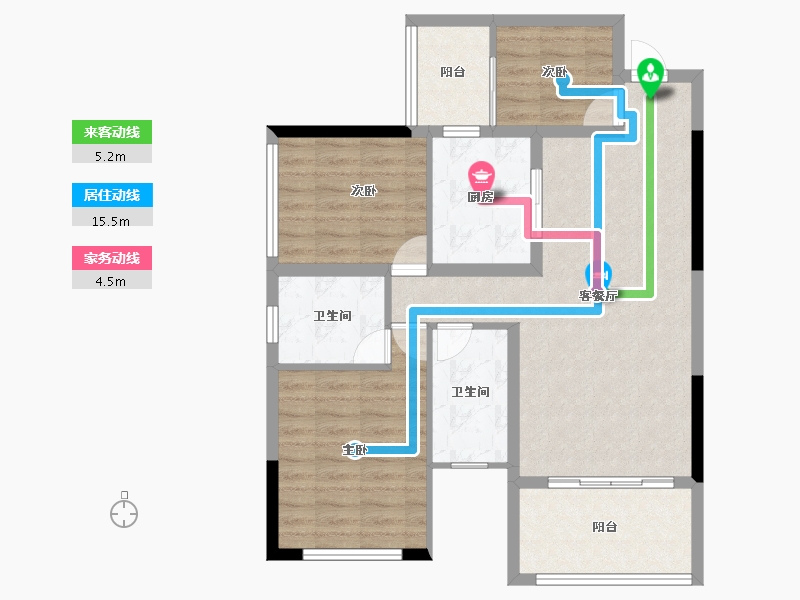 四川省-成都市-瀚城绿洲-85.83-户型库-动静线