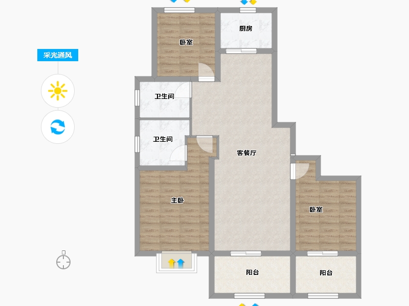 江苏省-镇江市-天怡·瀚园-97.60-户型库-采光通风