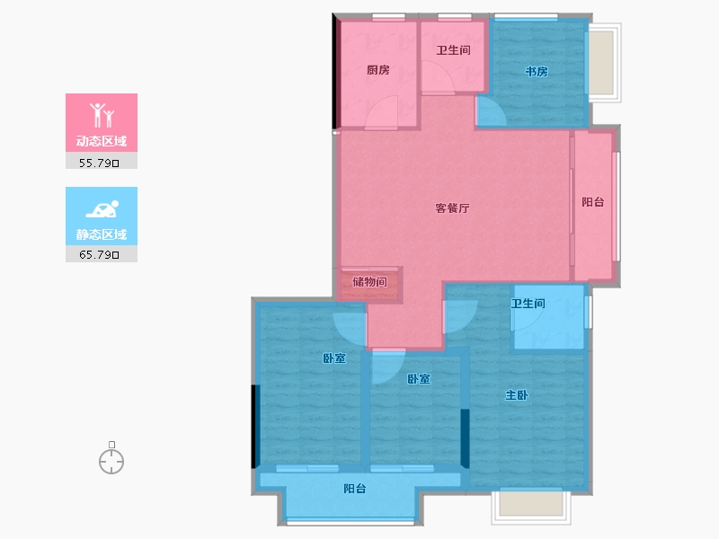 浙江省-湖州市-万固尚溪府-110.41-户型库-动静分区