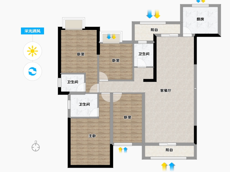 广东省-江门市-裕邦新外滩-123.20-户型库-采光通风