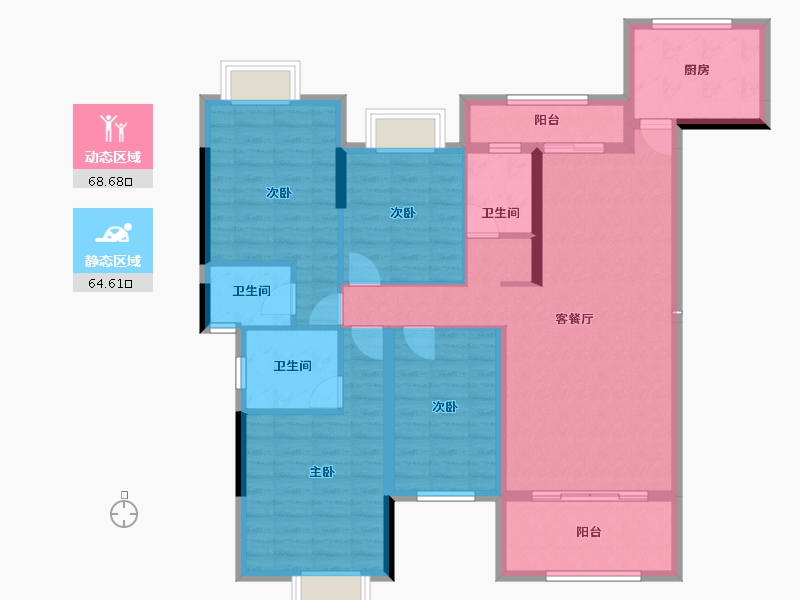 广东省-江门市-裕邦新外滩-119.56-户型库-动静分区