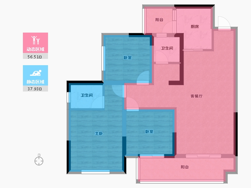 四川省-成都市-凤凰1号栖云湖-83.24-户型库-动静分区