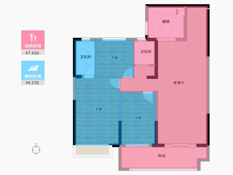 河南省-商丘市-碧桂园·公园上城-100.36-户型库-动静分区