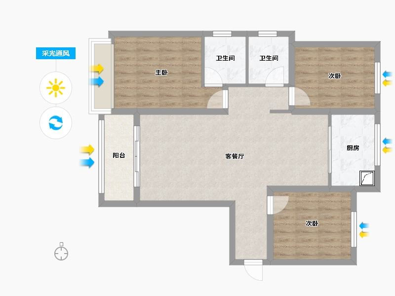 甘肃省-平凉市-金润花园-95.00-户型库-采光通风