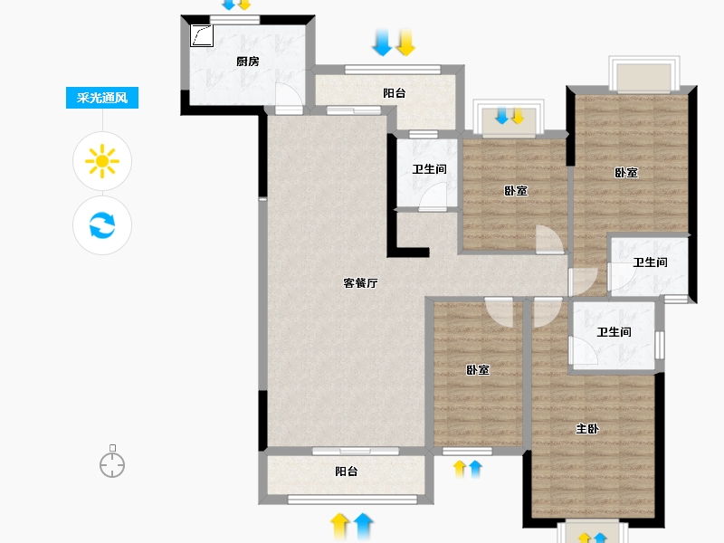 广东省-江门市-裕邦新外滩-123.20-户型库-采光通风