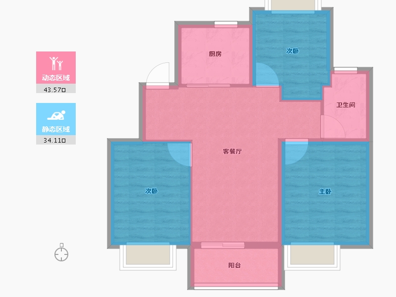 浙江省-湖州市-新都泰和府-69.60-户型库-动静分区