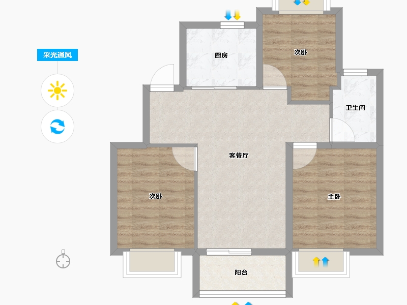 浙江省-湖州市-新都泰和府-69.60-户型库-采光通风