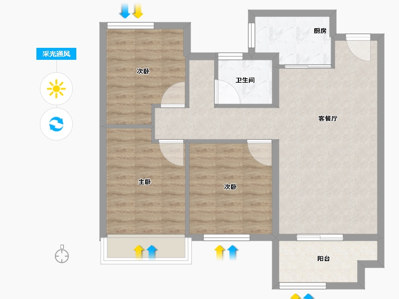 浙江省-湖州市-光明梦想城-72.00-户型库-采光通风