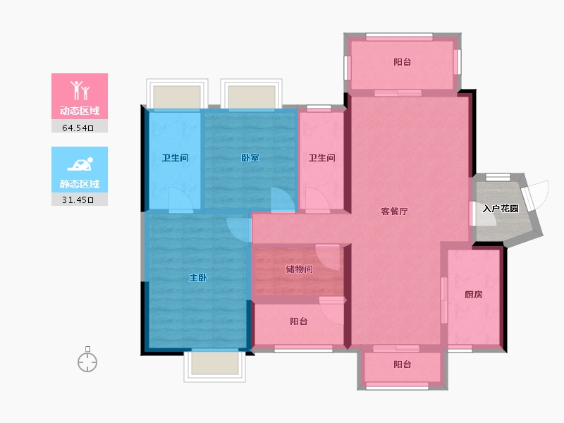 广东省-江门市-江门二沙岛-88.47-户型库-动静分区