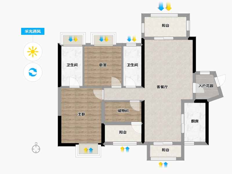 广东省-江门市-江门二沙岛-88.47-户型库-采光通风