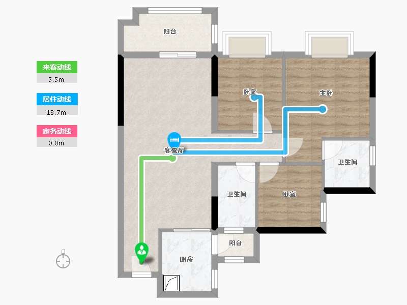 广东省-江门市-奥园锦江国际新城御峰-76.84-户型库-动静线