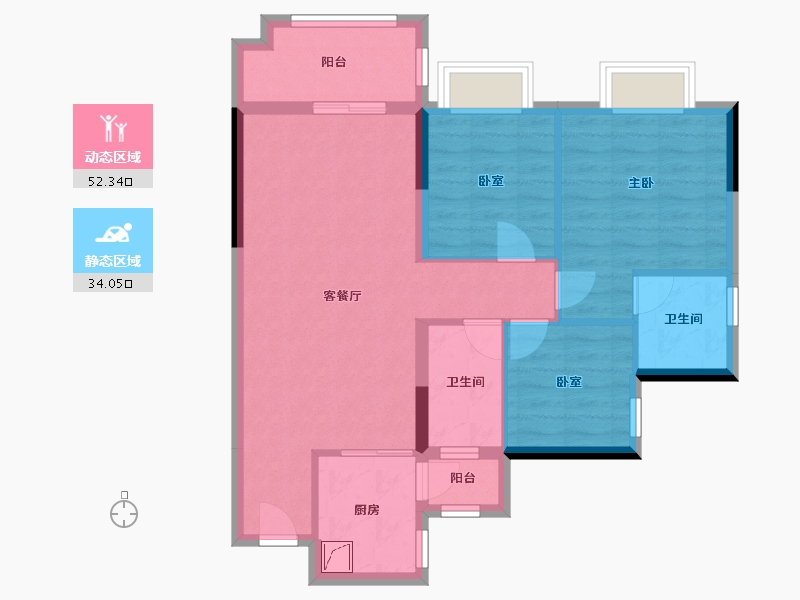 广东省-江门市-奥园锦江国际新城御峰-76.84-户型库-动静分区