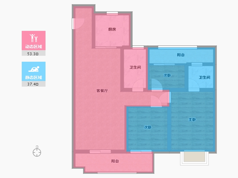 陕西省-咸阳市-龙湖上城-90.00-户型库-动静分区