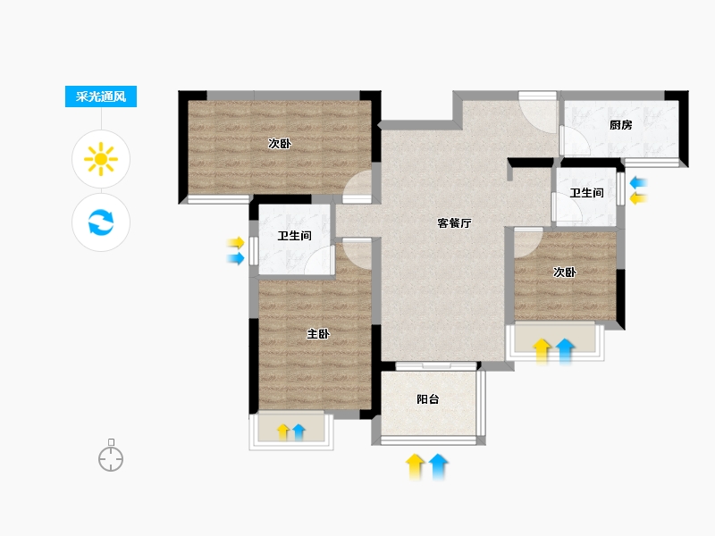 四川省-成都市-华侨城粼港樾府-75.80-户型库-采光通风