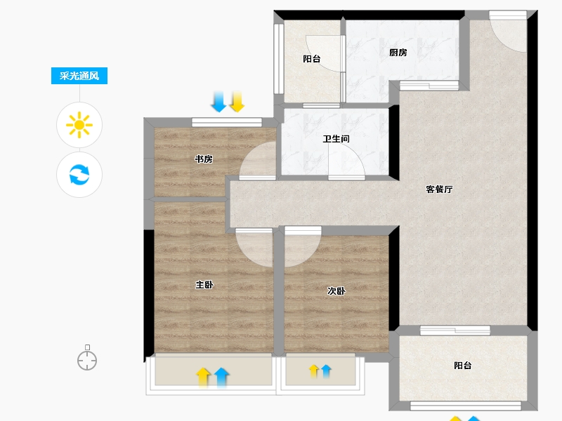 浙江省-湖州市-中建投悦湖名城-72.01-户型库-采光通风