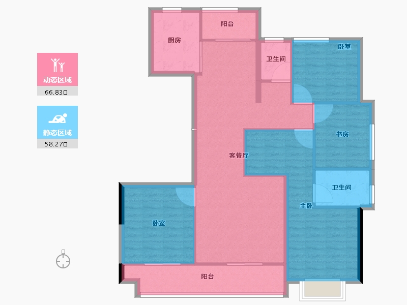 浙江省-湖州市-万固尚溪府-113.60-户型库-动静分区