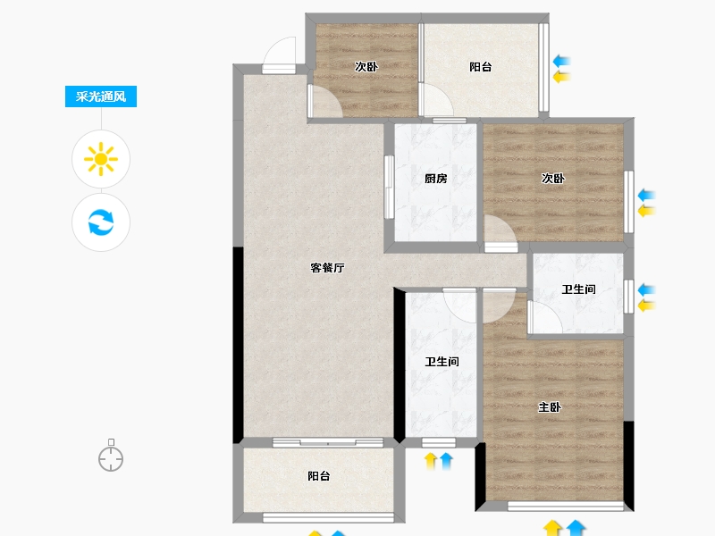 四川省-成都市-瀚城绿洲-87.39-户型库-采光通风