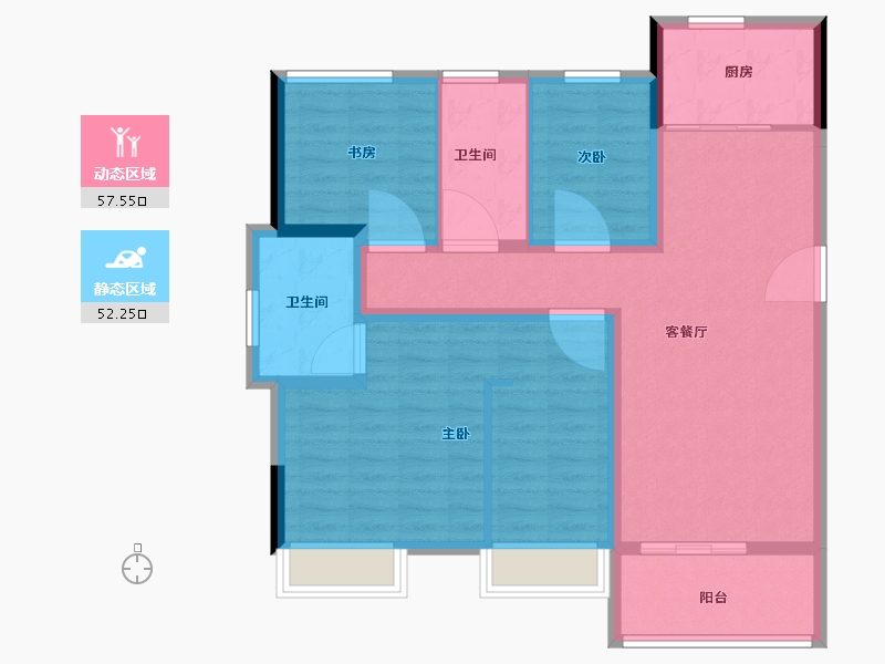 浙江省-湖州市-宝龙世家-98.40-户型库-动静分区