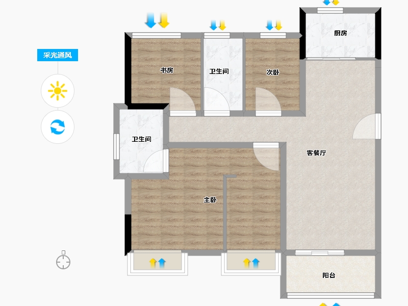 浙江省-湖州市-宝龙世家-98.40-户型库-采光通风