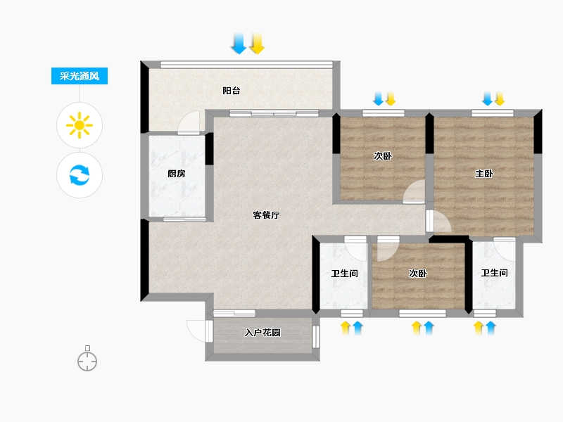 四川省-成都市-瀚城绿洲-83.20-户型库-采光通风