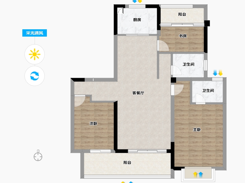 安徽省-滁州市-荣誉璟宸-96.00-户型库-采光通风