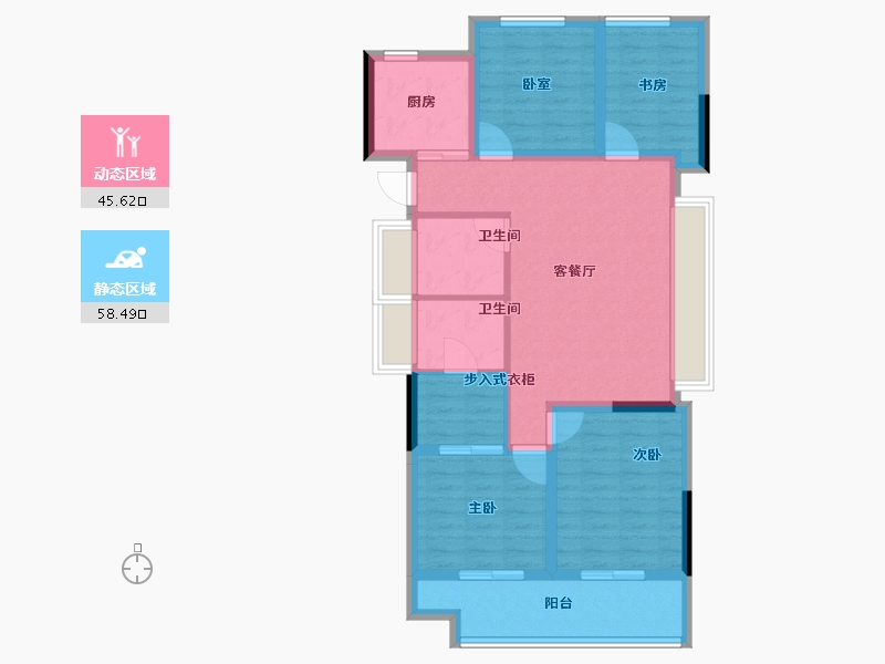 浙江省-湖州市-万固尚溪府-92.80-户型库-动静分区