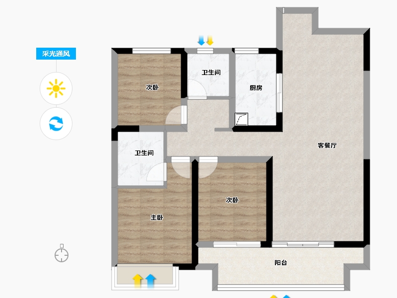 河南省-商丘市-帝和·云境-92.48-户型库-采光通风