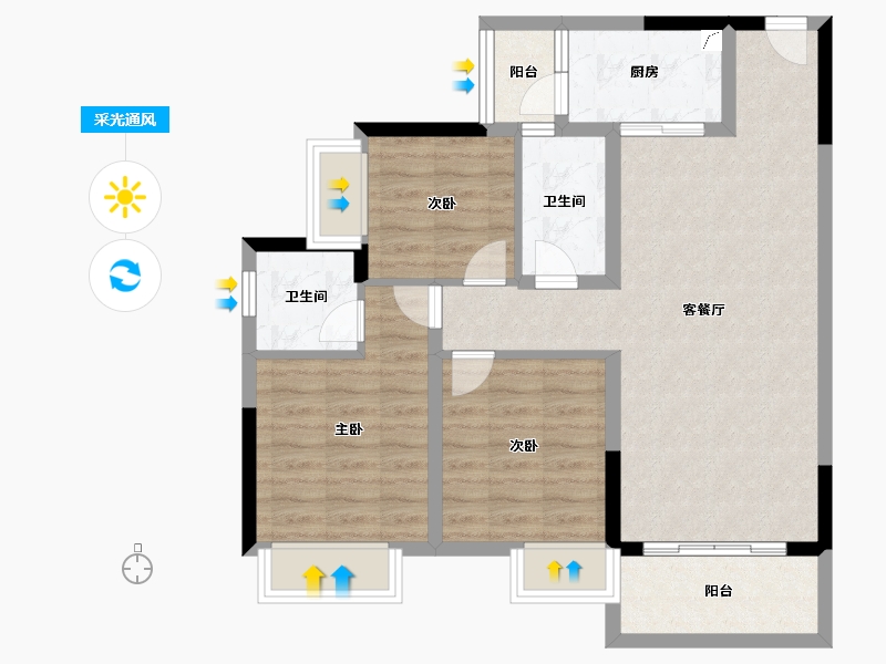 贵州省-遵义市-阳光城溪山悦-79.37-户型库-采光通风