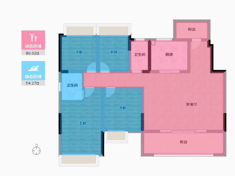 重庆-重庆市-雅居乐滨爵府-120.15-户型库-动静分区