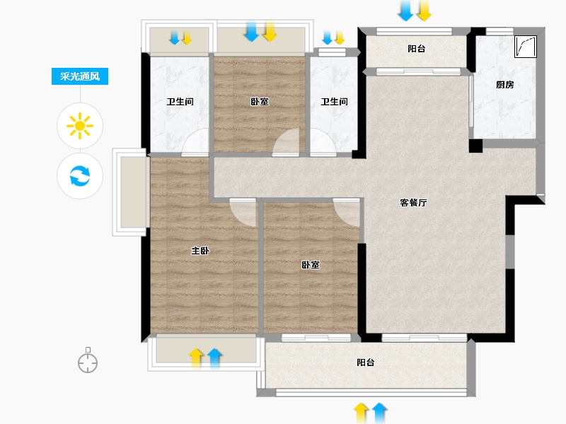 甘肃省-庆阳市-御江天府-95.21-户型库-采光通风