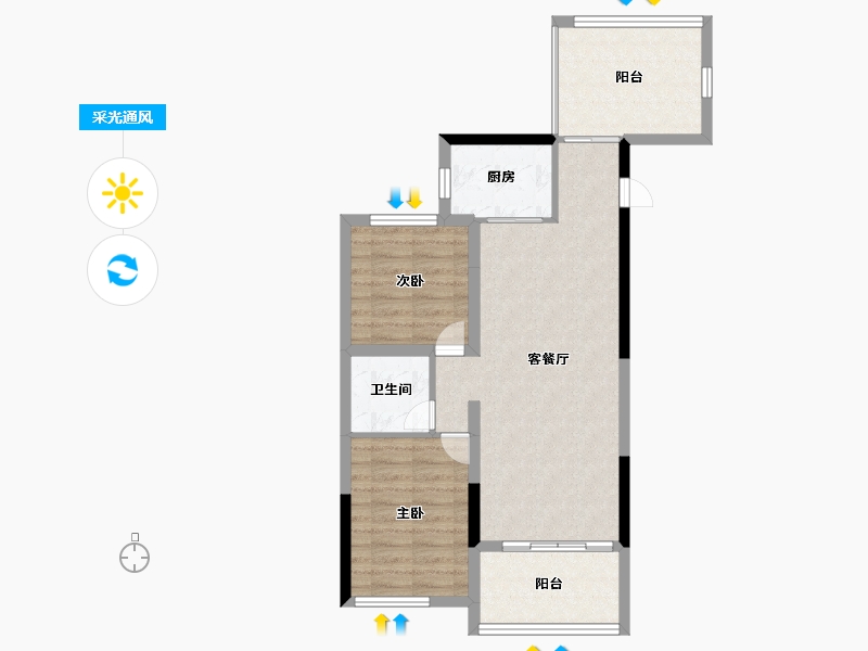 四川省-成都市-瀚城绿洲-68.30-户型库-采光通风