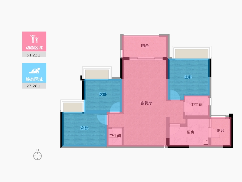 重庆-重庆市-阳光城哈罗小镇-69.00-户型库-动静分区