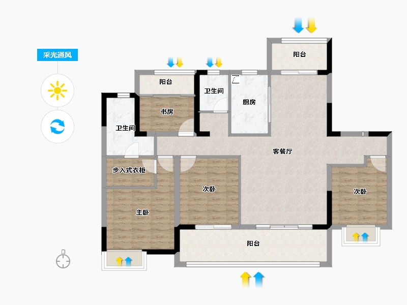 安徽省-滁州市-荣誉璟宸-113.59-户型库-采光通风