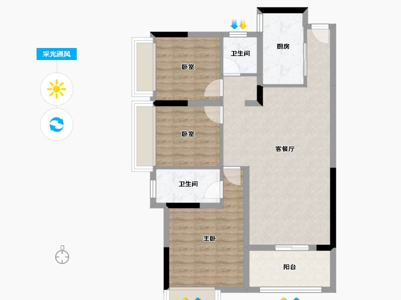 广西壮族自治区-柳州市-海雅柳江湾-83.47-户型库-采光通风