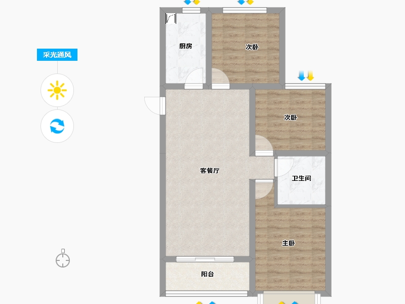 山西省-晋中市-新富嘉苑二期-72.67-户型库-采光通风